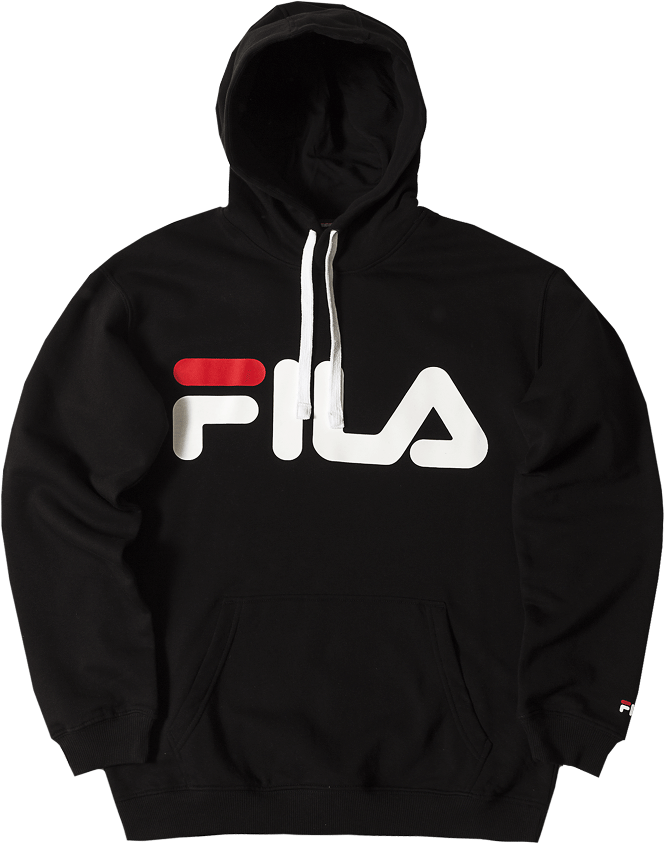 Classic Logo Hoodie Black - Fila Solid Men's Round Neck Blue T-shirt (2000x2000), Png Download