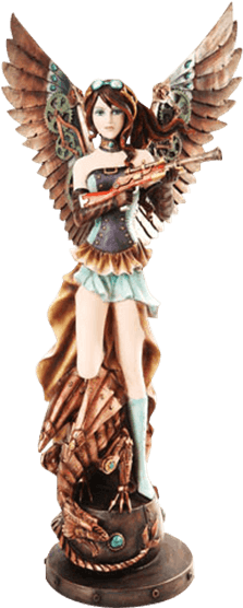 Armed Steampunk Dragon Fairy Statue - Steampunk Collectibles And Figurines By Pacific Trading (555x555), Png Download