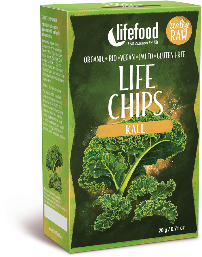 Raw Organic Kale Life Chips - Chips Di Verdure - Cavolo Verde Croccante (1200x1200), Png Download