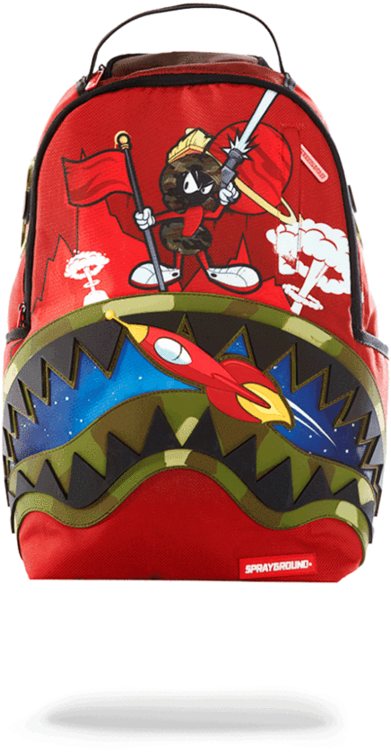 Sprayground Backpack Camo Marvin The Martian (802x1024), Png Download