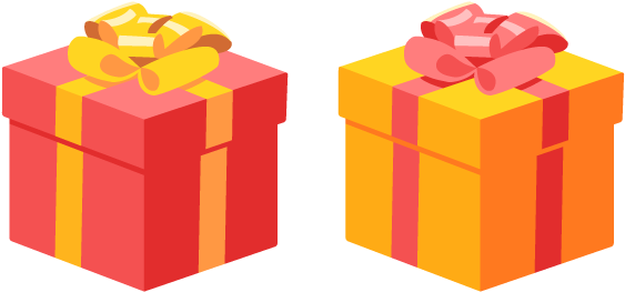 Gift Or Present Box With Ribbon Bow 2 Colors Free Png - Illustration (640x640), Png Download