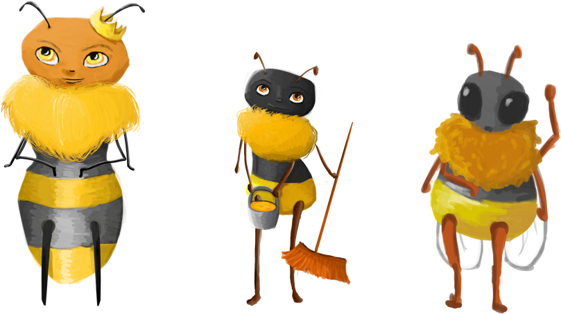 Bee Transparent Worker - Abejas Obrera Zanganos Y Reina (1000x514), Png Download