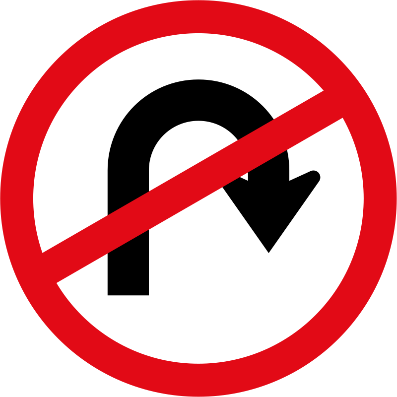 U-turn Prohibited Sign - Traffic Signs South Africa (800x800), Png Download