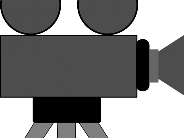 Movie Clapper Cliparts - Black And White Cartoon Camera Drawing (640x480), Png Download