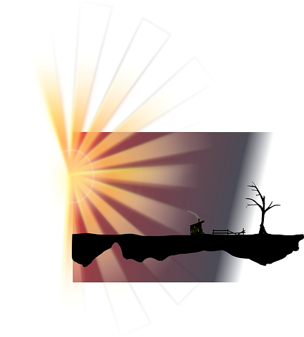 Sun, Cartoon, Light, Sunset, Night, Dark, Japanese - Clip Art (439x640), Png Download