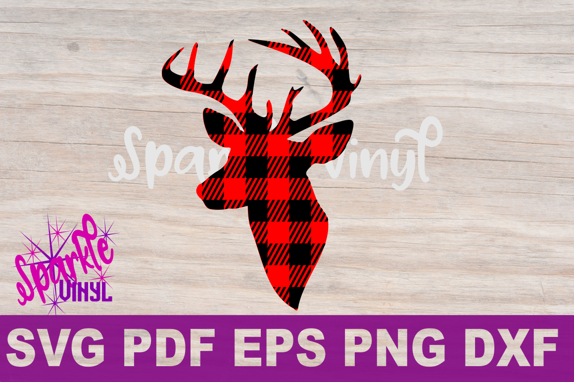 Buffalo Plaid Reindeer Deer Head Silhouette Printable - Deer Head Plaid (1160x772), Png Download