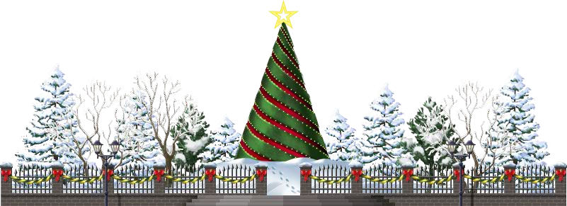Snowy Park - Christmas Lights (801x291), Png Download