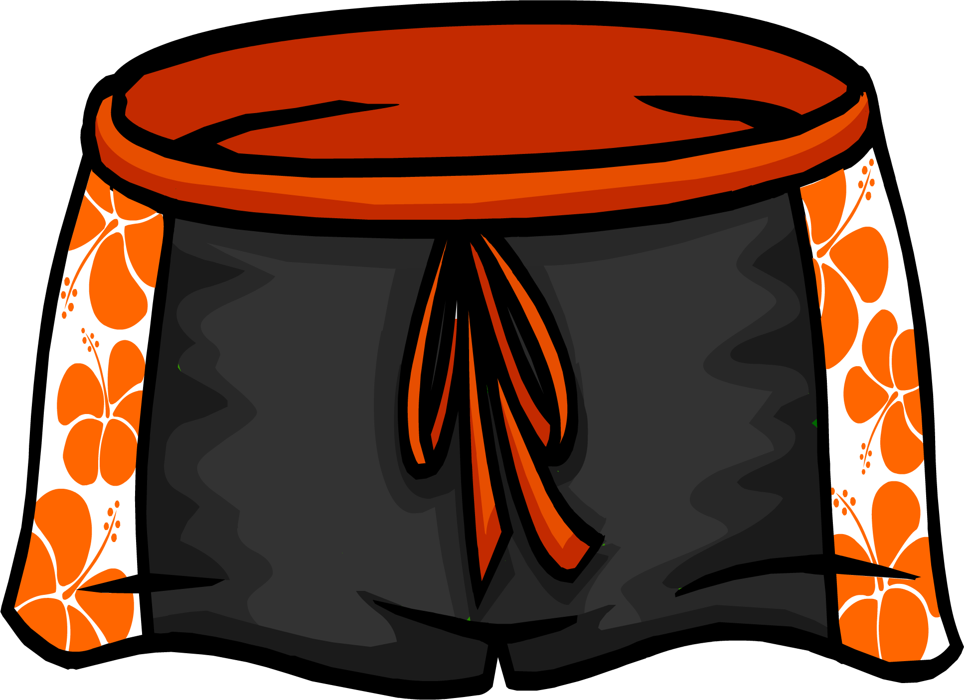 Black Hawaiian Shorts Icon Id 4096 - Cartoon Shorts Png (1934x1405), Png Download