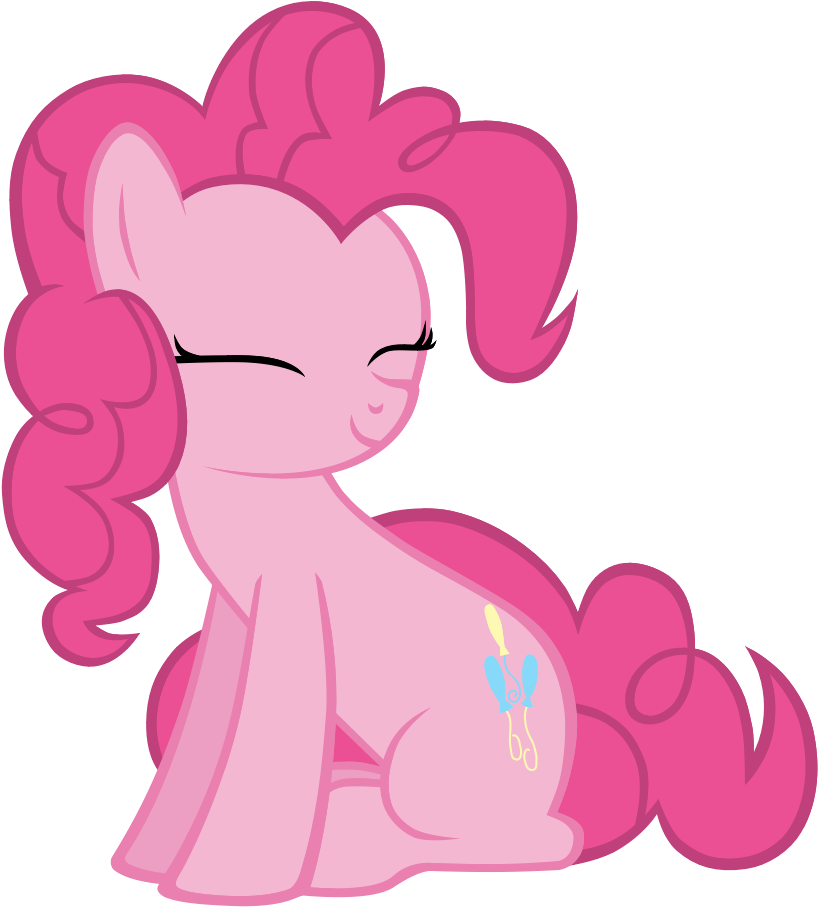 Sky-wrench, Cute, Eyes Closed, Pinkie Pie, Safe, Simple - Mlp Pinkie Pie Sit (1000x1000), Png Download