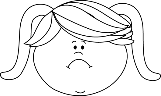 Black And White Sad Face Little Girl Clip Art - Clipart Black And White Angry (530x315), Png Download