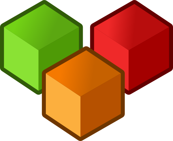 Cubes, Three, Objects, Red, Orange - Cubes Clipart (418x340), Png Download