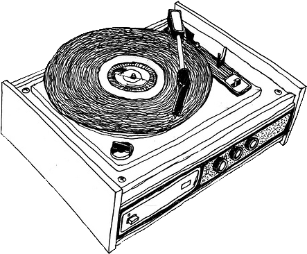 Png Royalty Free Download Vinyl Love Records In Illustrations - Record Player Drawing Png (500x423), Png Download