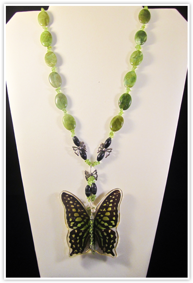 Green Jade Real Butterfly Necklace - Black Butterfly Iphone 8 Plus Slim Case (400x597), Png Download