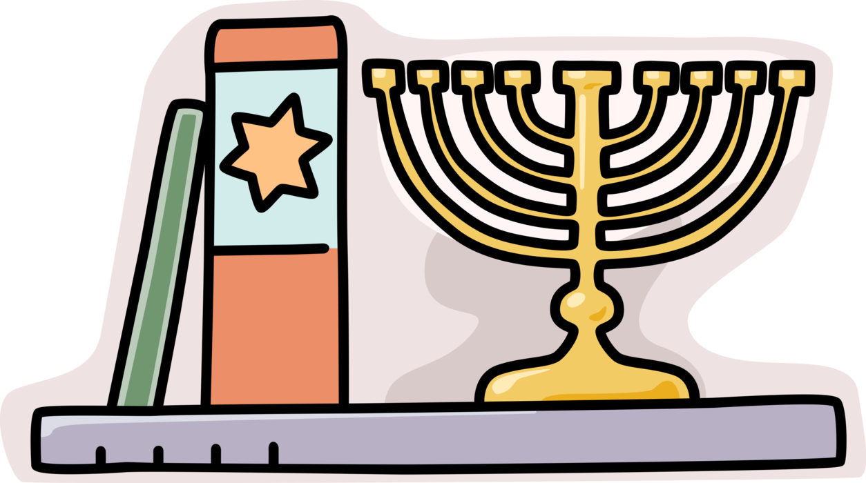 Vector Illustration Of Jewish Chanukah Hanukkah Menorah - Menorah (1254x700), Png Download