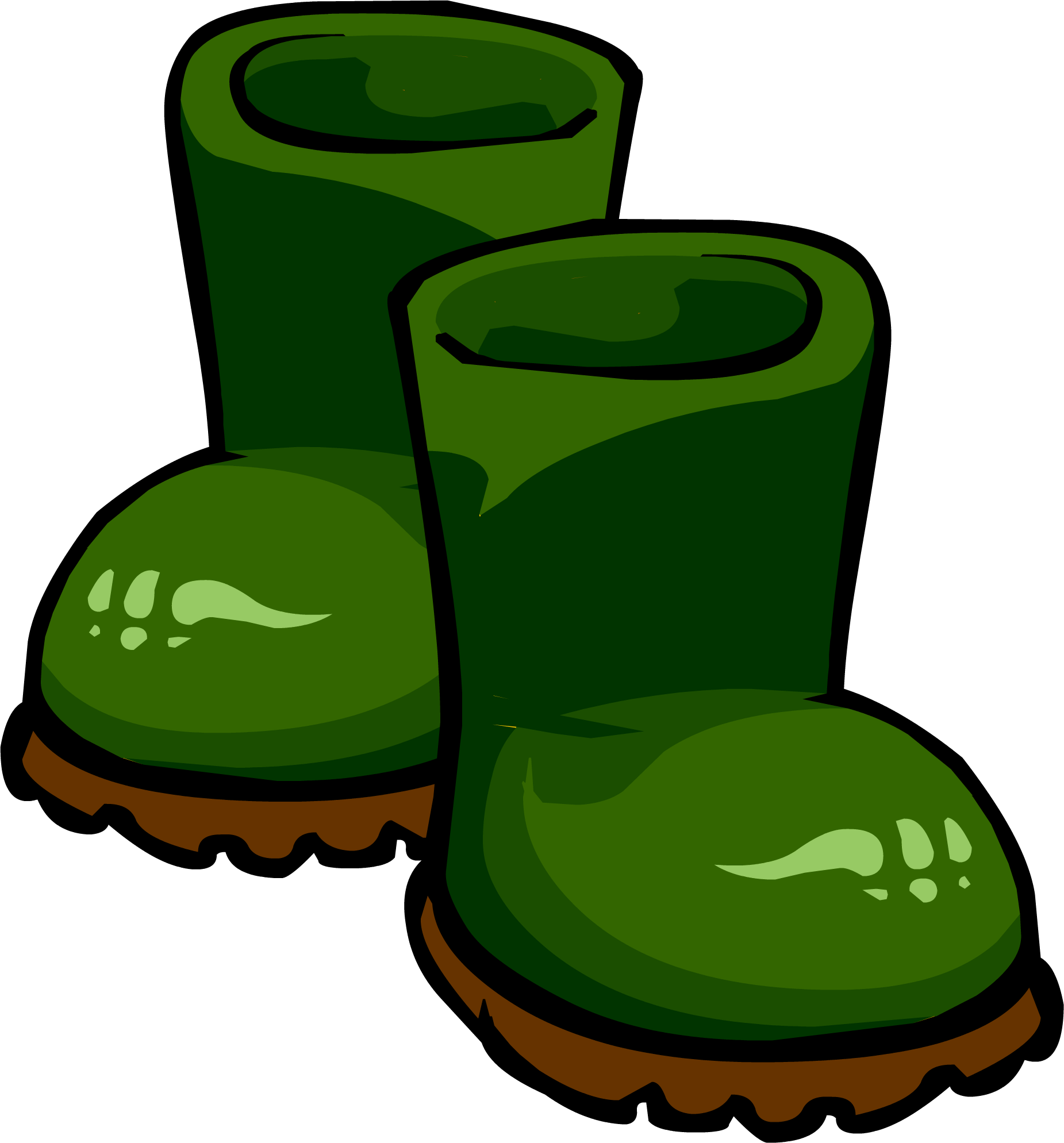 Green Rubber Boots - Club Penguin Green Boots (1851x1989), Png Download