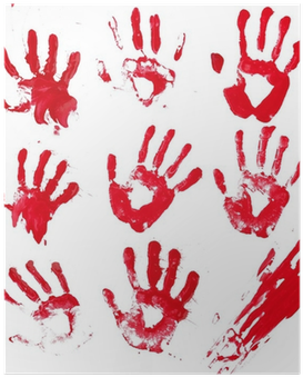 Halloween House Stickers Horror Blood Hands Window (400x400), Png Download