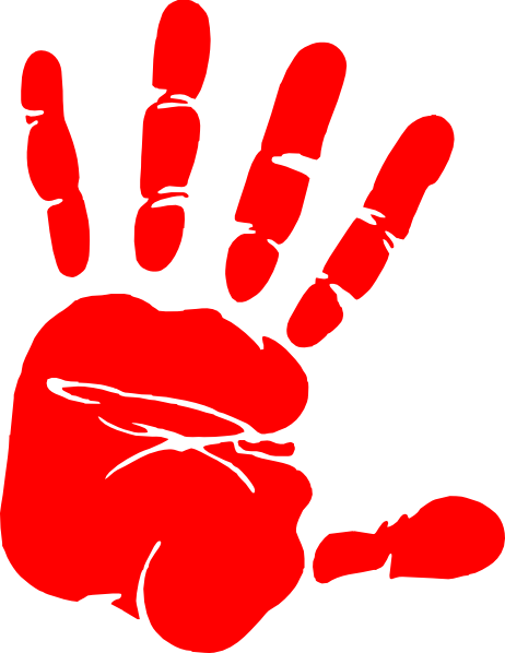Red Hand Print Clip Art - Hand Print Clip Art Black And White (462x598), Png Download
