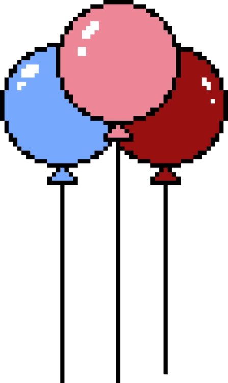 Toy Balloon Pixel Art Birthday Speech Balloon - Balloons Pixel Art (447x750), Png Download