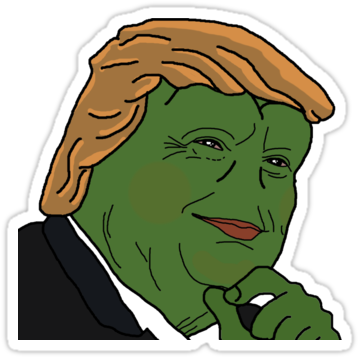 Donald Pepe Trump The Smug Frog Pepe Stickers Pinterest - Trump Meme Frog (375x360), Png Download