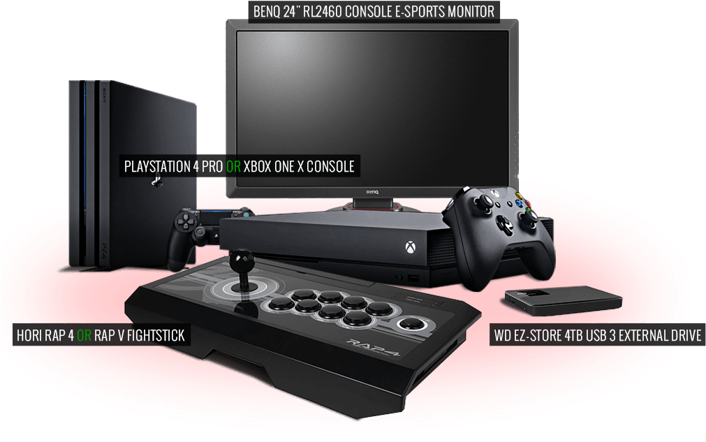 Win Ps4 Pro Or Xbox One X, Gaming Monitor, Hdd, Fightstick - Product Sample (1043x633), Png Download