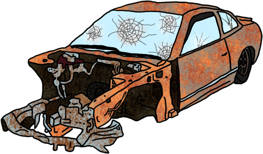 Car Wreck Drawing At Getdrawings - Crashed Car Cartoon Png (900x565), Png Download