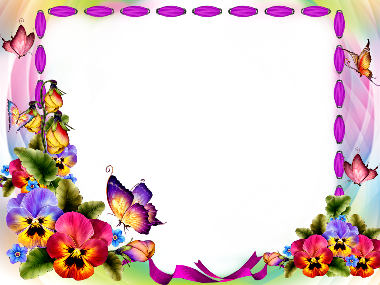 Download Png Image Report - Flowers And Butterflies Borders And Frames (1333x1000), Png Download