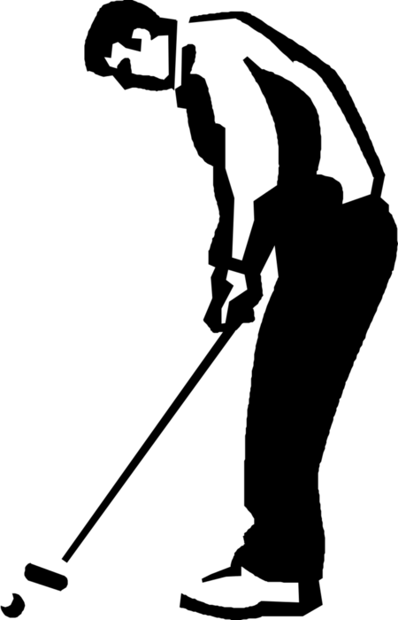 Vector Illustration Of Sport Of Golf Golfer Putts Golf - Illustration (450x700), Png Download