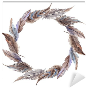 Watercolor Brown Gray Grey Feather Wreath Isolated - Grey (400x400), Png Download