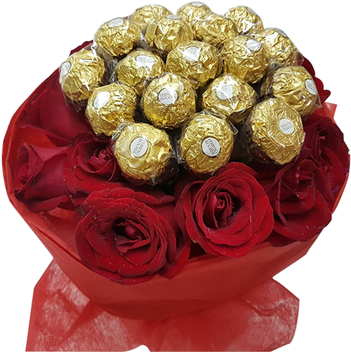 Marry Me 18 Ferraro 13 Rose Bouquet - Flower Bouquet (600x600), Png Download