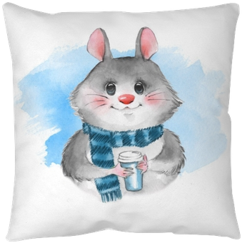 Cute Cartoon Mousel With Coffee Cup - Illustration (400x400), Png Download
