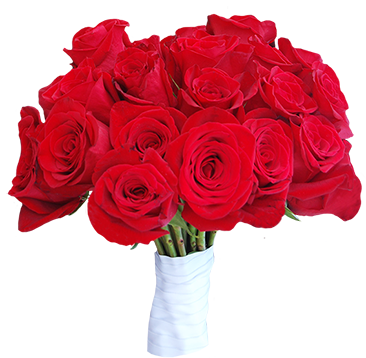 Bouquet Of Red Roses For Wedding - Red Roses Wedding Bouquet Png (366x358), Png Download