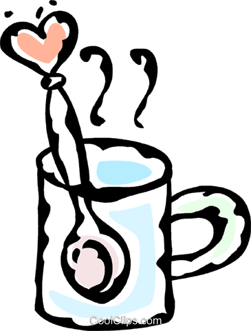 Cup Of Coffee With A Valentine Stir Stick Royalty Free - Clip Art (365x480), Png Download