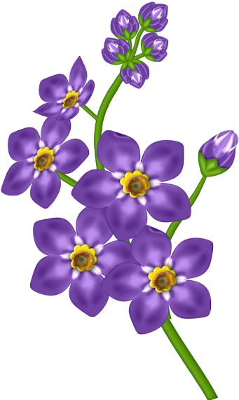 Watercolor Blue And Purple Transparent Flowers, Blue - Purple Flower Clipart Free (600x600), Png Download