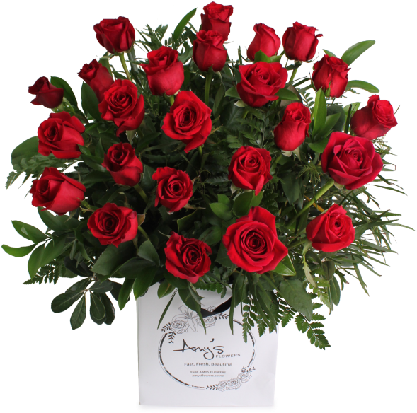 24 Stem Red Rose Bouquet - Red Rose Bouquets (603x600), Png Download