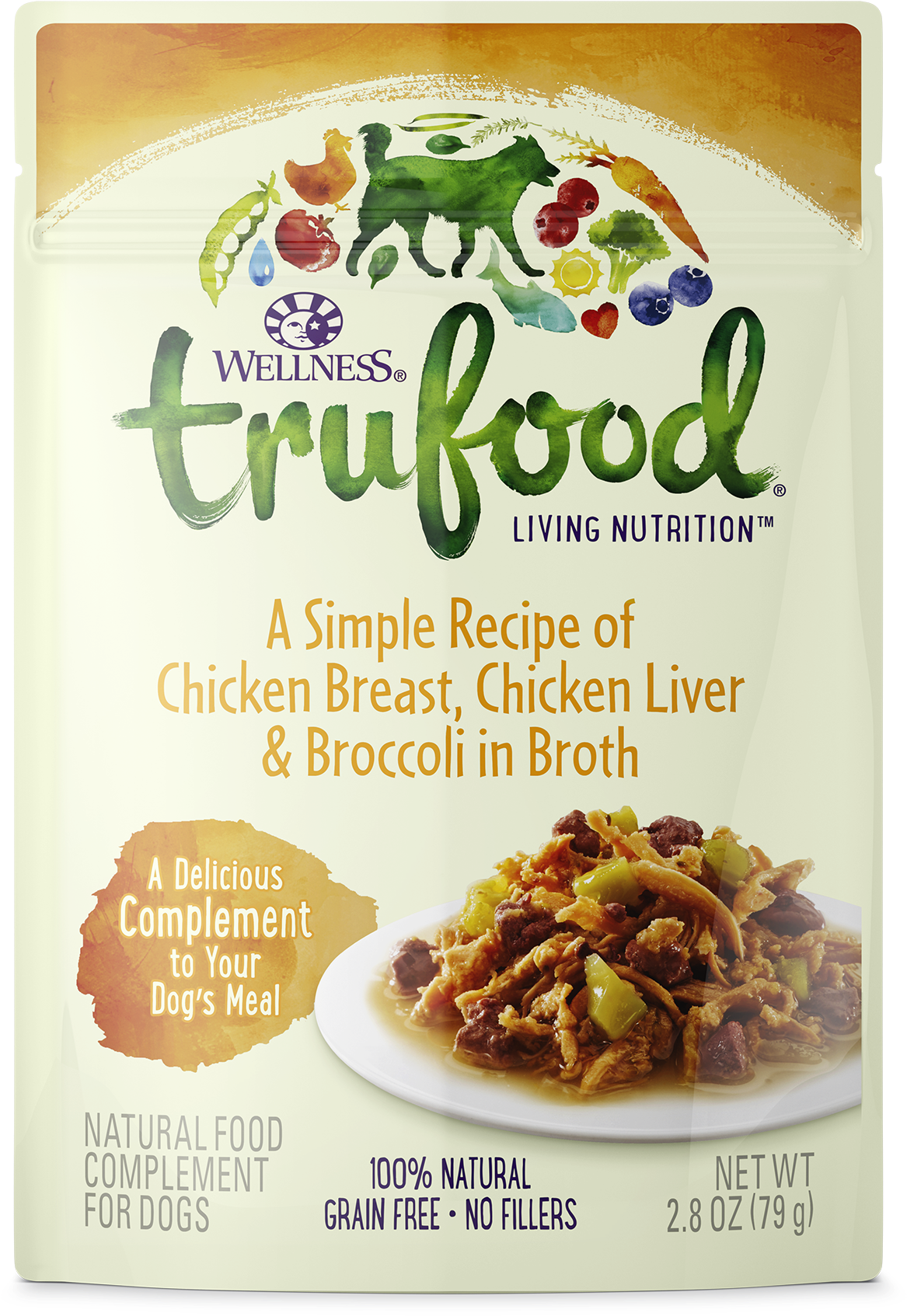 Chicken Breast, Chicken Liver & Broccoli - Wellness Trufood Complements Grain Free Natural Wet (2000x2000), Png Download