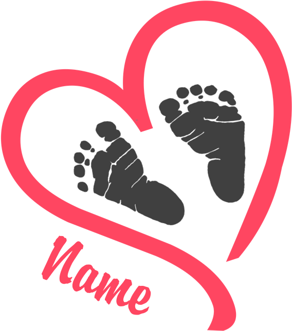 Baby Feet Pink Personalized Maternity T-shirt - Baby Footprint In Heart (700x700), Png Download