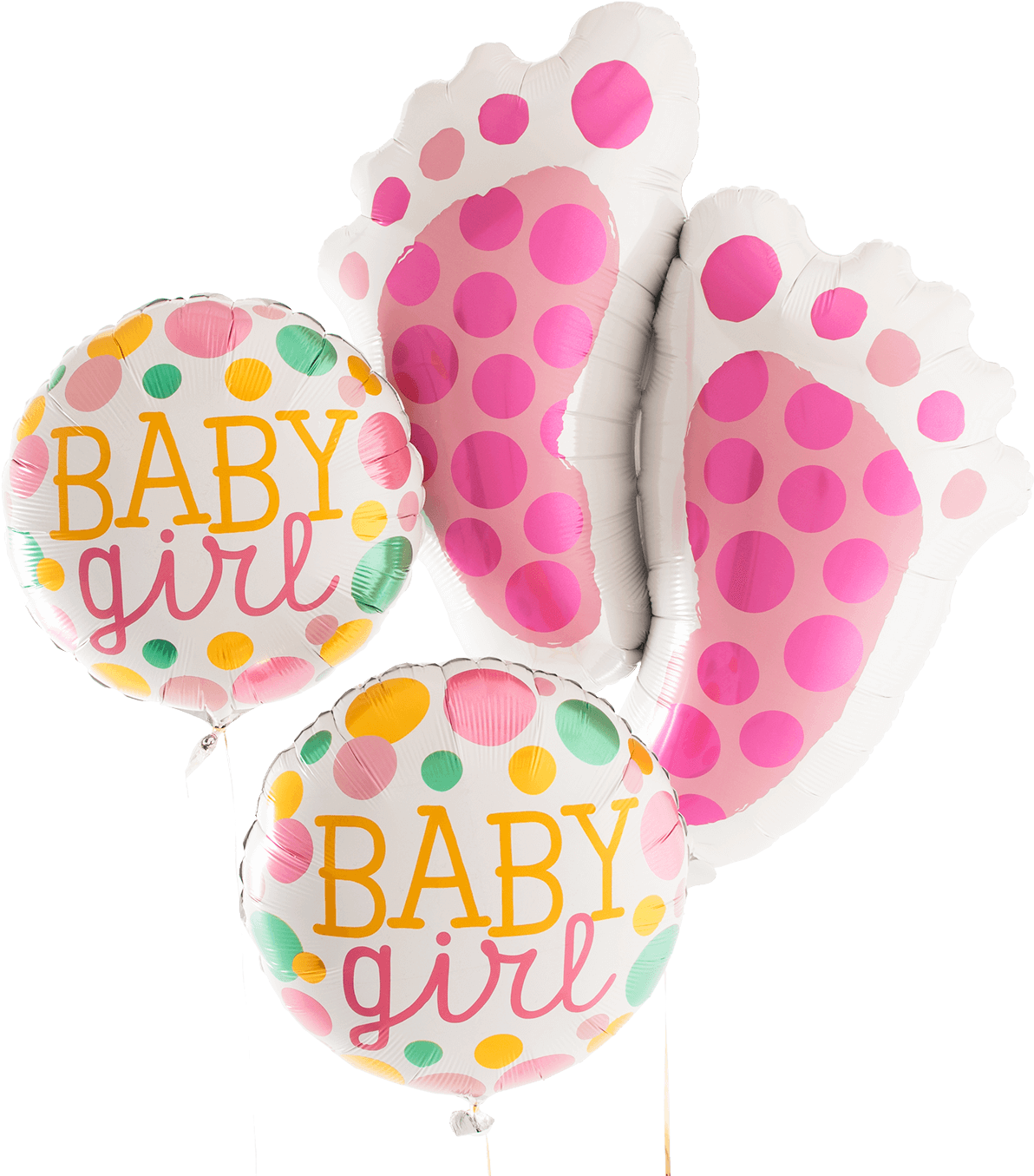 Baby Feet Pink Bunch - Baby Girl Dots 18 Inch Foil Balloon (1400x1400), Png Download