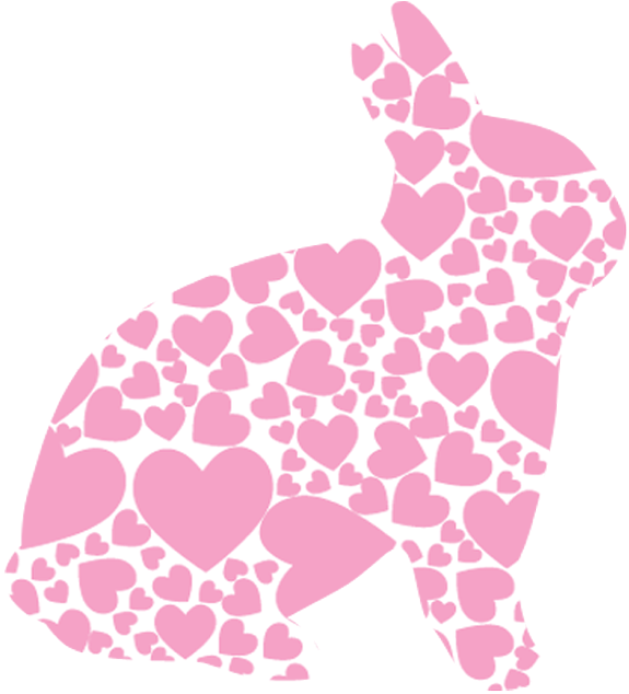 Silhouette, Heart, Pink, Spring, Bunny, Holiday, Easter - Rabbit (622x640), Png Download