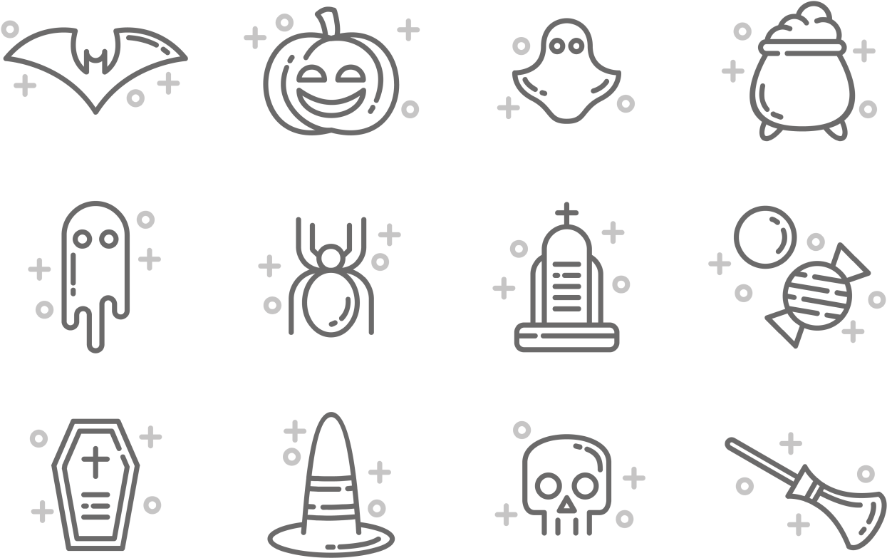 Halloween Icons Vector - Halloween Icons Transparent Cute (1400x980), Png Download