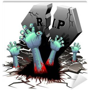 Zombies Bloody Hands On Cemetery Round Ornament (400x400), Png Download