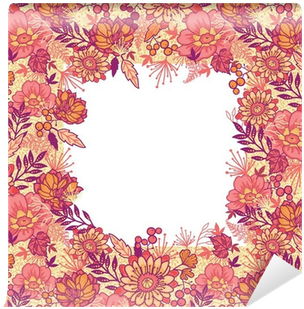 Vector Gold And Red Autumn Flowers Elegant Frame Seamless - Stock Illustration (400x400), Png Download