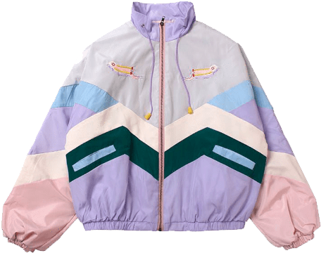 Itgirl Shop Pastel Colors Patches Lines Hood Rain Coat - Lilac Windbreaker (460x460), Png Download