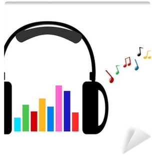Headphone And Colorful Volume And Music Notes Wall - Music (400x400), Png Download
