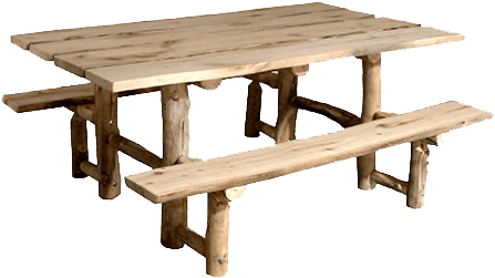 Aspen Log Picnic Table With Benches - Picnic Table (496x376), Png Download