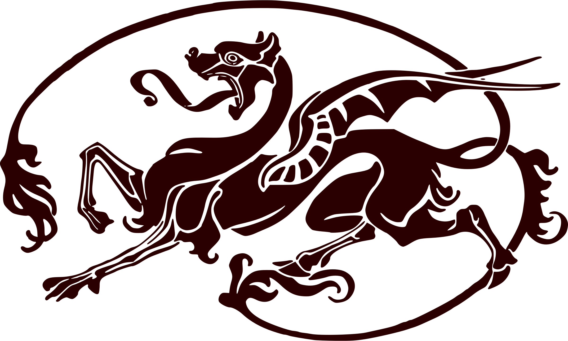 Nouveau Clip Art Clipart Black And Whtie Art Deco Border - Art Nouveau Dragon (2400x1442), Png Download