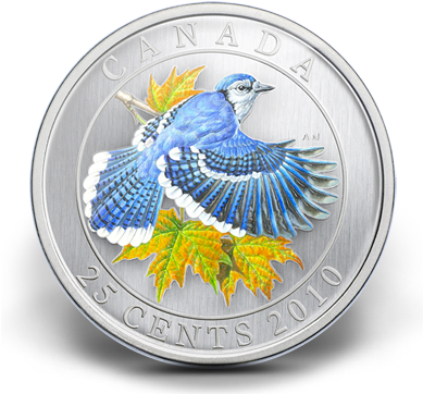 2010 25 Cent Coin - Blue Jay (388x371), Png Download
