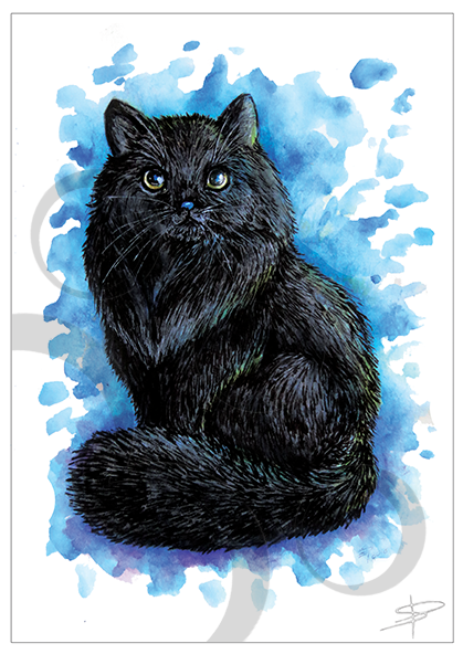 Black Cat Card - Greeting Card (591x591), Png Download