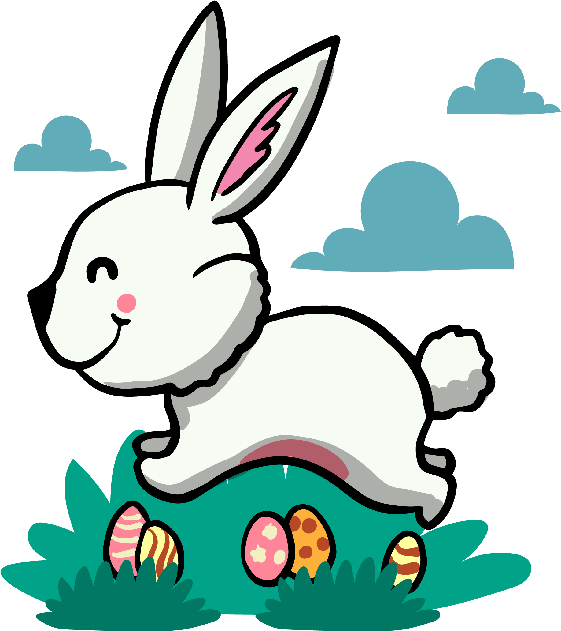White Rabbit Easter Bunny European Rabbit - Desenho De Coelhinhos Colorido (2858x3287), Png Download