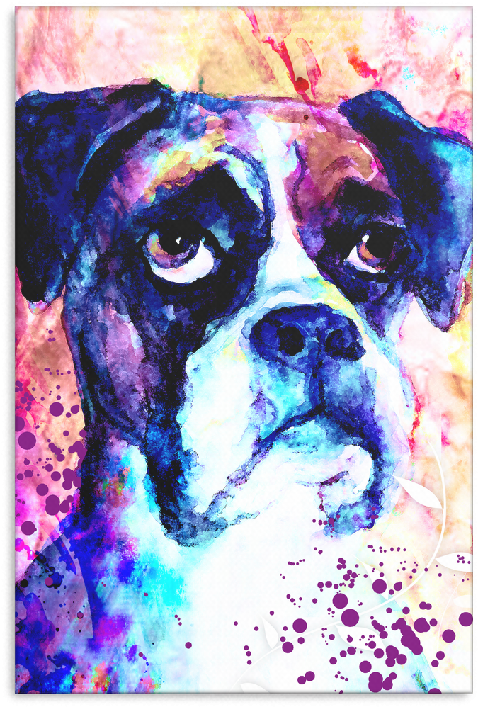 Boxer Canvas P04 - Pensive Boxer Dog Pop Art Painting (1024x1024), Png Download