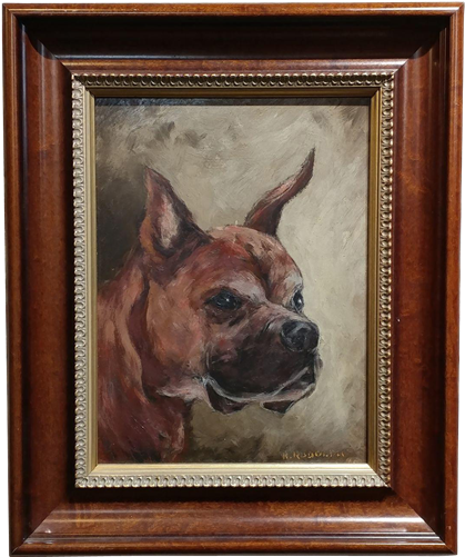 Portrait Of A Boxer Dog -impressionist - Oil Painting (500x500), Png Download